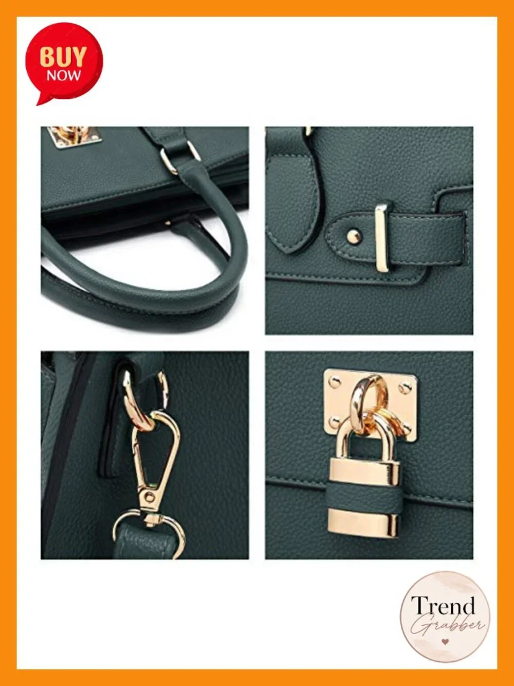 Women's Vegan Leather Satchel Bag with Matching Clutch Wallet Set